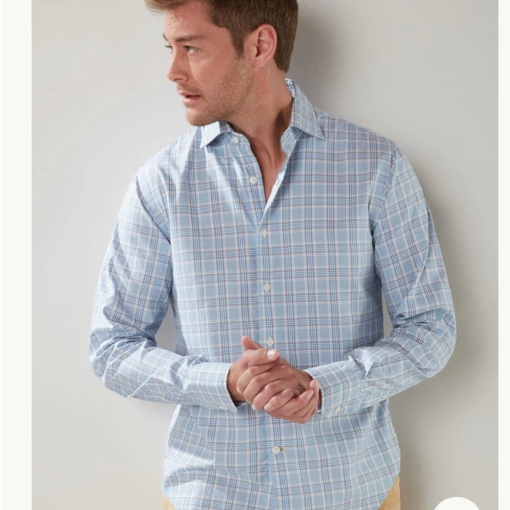 Robert Talbots light blue with dark blue stripes